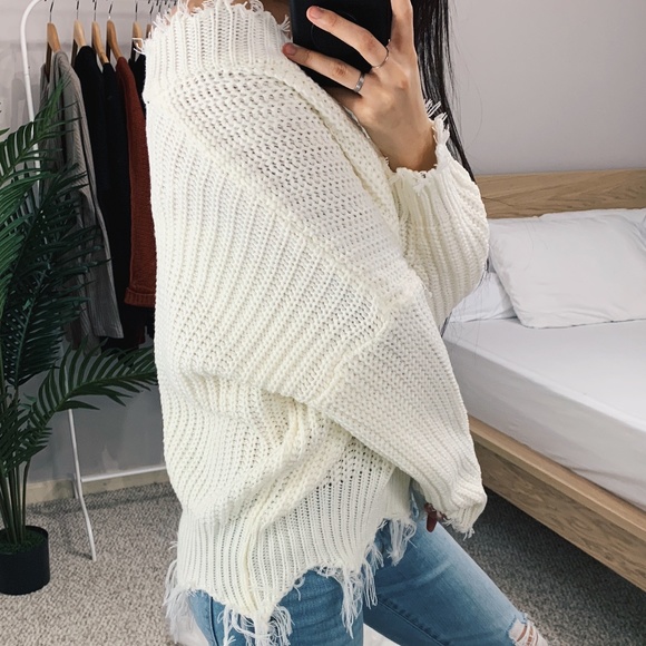 🆕 Sadie - Ivory Frayed Sweater - Picture 6 of 6